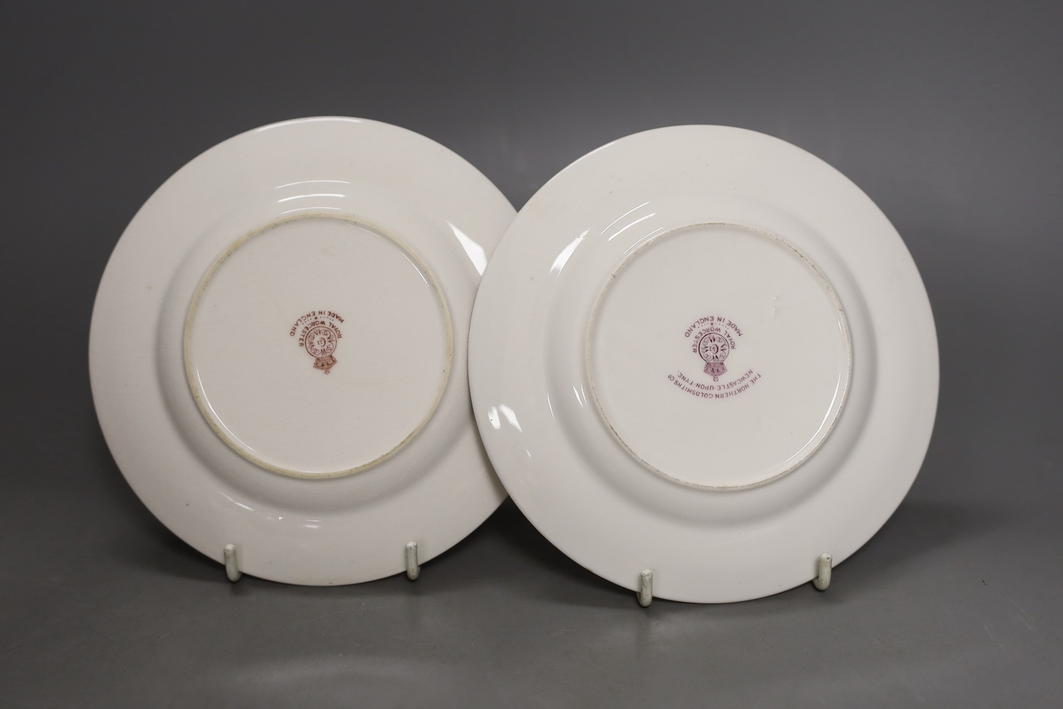 Two Royal Worcester fruit painted small plates, signed R. Townsend - 15.5cm diameter